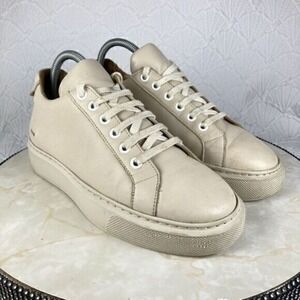 Royal Republiq Dare Jaunt Platform Shoes Women 7.5 Beige Leather Casual Sneakers